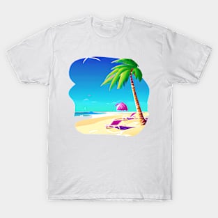 Summer lover, beach, palm trees. T-Shirt